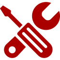 icone-de-configuration-et-d-outils-rouge